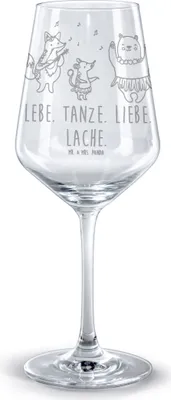 Produktbild von Mr. & Mrs. Panda Weinglas Waldtiere Aloha - Transparent - Geschenk, graviertes, Tiermotive, Musik, glas für rotwein, Bär, Tanzen, Rotweinglas mit Gravur, Wald, graviert