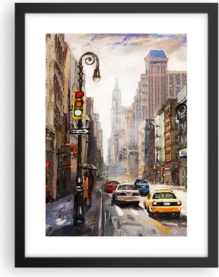Produktbild von Gerahmtes Poster - Schwarzer Rahmen - New York Aquarell - 30x40 cm - Wand Bild - Wanddeko - Wandbilder - Kunstposter - Wandposter - Bilderrahmen - Bilder - Kunstdruck - P2BPA30x40-4590