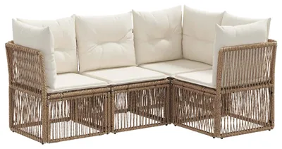 Image de vidaXL Ensemble de canapés de jardin 4 pièces beige en polyrotin