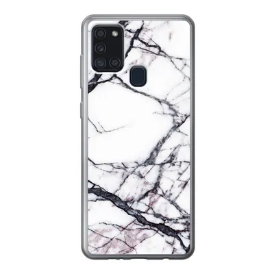 Produktbild von MuchoWow® Handyhülle Schutzhülle Hülle für Samsung Galaxy A21s Marmor - Weiß - Stein Silikon Softcase Handy Hülle - Hartschale