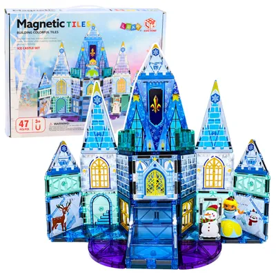 Produktbild von Magnetische Konstruktionsbausteine, Eiskönigin-Schloss, blau, 47 Teile.