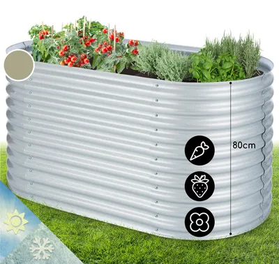 Image de Blumfeldt Jardiniere sur Pieds, Espace Potager sur Pied Jardinage Extérieur, Potager Surélevé en Hauteur, Potager Sureleve Exterieur Jardin et Balcon, Bac Potager sur Pied en Acier, 804L, 1,6 m