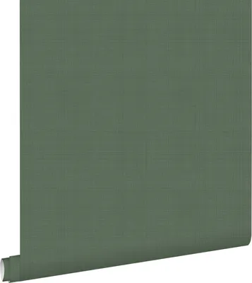 Immagine prodotto di ESTAhome carta da parati struttura di lino verde scuro 53 cm x 10.05 m