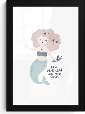 Produktbild von MuchoWow® MuchoWow® Gerahmtes Poster Meerjungfrau - Zitat - Kinder - Rosa - Mädchen - Baby 20x30 cm - Poster mit zchwarzem Bilderrahmen - Drucken - Bilder Poster im Rahmen