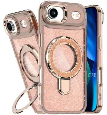Image de Coque pour iPhone Air, Protection Paillettée avec Cercle Magnétique Ajustable - Doré