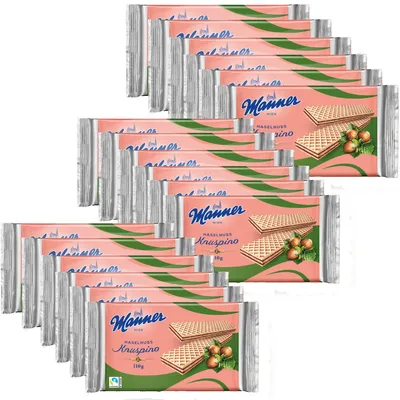 Verpackungsbild Multiverpackung Manner Knuspino Waffeln mit Haselnusscremefüllung 110g 18er Pack