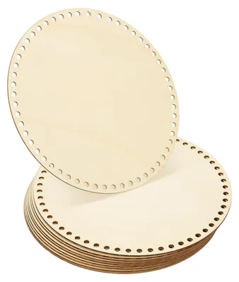 Image de Base en bois de 10 pouces pour paniers en crochet - Lot de 10