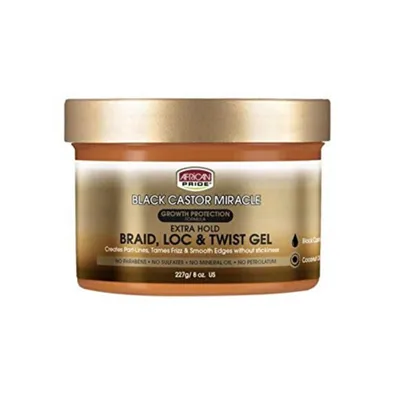 Image de African Pride Black Castor Miracle Braid, Loc & Twist Gel 227g