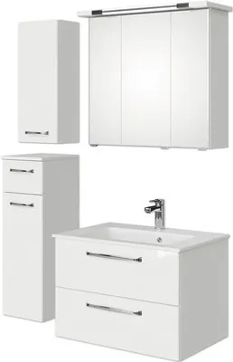 Produktbild von Pelipal Badmöbel-Set Kumba BxHxT 107 x 200 x 50 cm Frontfarbe weiß glanz mit Mineralguss-Waschtisch weiß, Unterschrank u