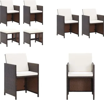 Image de vidaXL Ensemble de 4 chaises et tabourets de jardin Poly Rotin Marron - Chaise De Jardin Et Tabouret - Chaise De Jardin Et Tabouret - Chaise De Jardin - Chaises De Jardin
