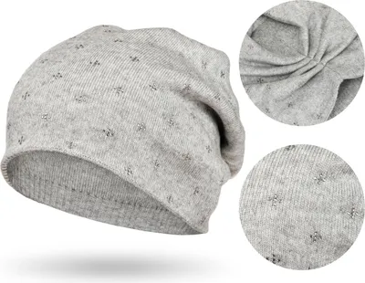 Produktbild von Beige Mütze aus Wollmischung, Slouchy-Schnitt, mit Kristallen, Mindestumfang 48 cm