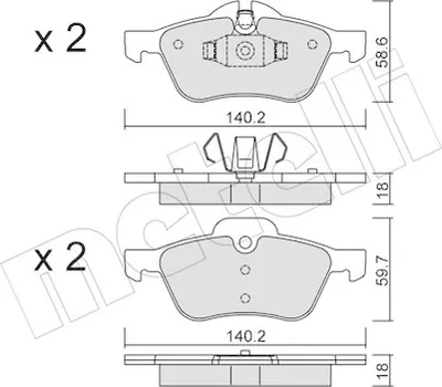 Produktbild von METELLI Bremsbeläge Satz Vorne Bremsklötze für MINI Schrägheck (R50, R53) 22-0555-0