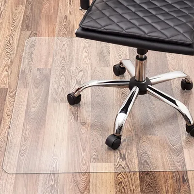 Image de Tapis de protection pour chaise de bureau Relaxdays, 120 x 120 cm, sous-tapis en PVC pour sol stratifié, parquet, carrelage, antidérapant, transparent