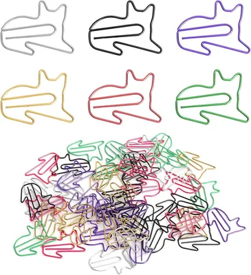 Immagine prodotto di Graffette a forma di gatto, 50 pezzi, colorate, per ufficio e scuola