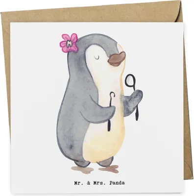 Produktbild von Mr. & Mrs. Panda Deluxe Karte Zahnarzthelferin Herz - Weiß - Geschenk, Grußkarte, anlasskarte, doppelkarte, faltkarte, Glückwunschkarte, Klappkarte