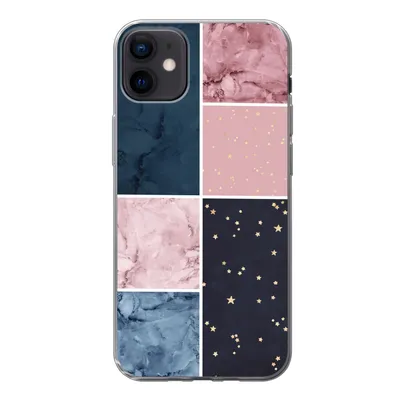 Produktbild von MuchoWow® Handyhülle Schutzhülle Hülle für iPhone 12 mini Marmor - Rosa - Blau Silikon Softcase Handy Hülle - Bild