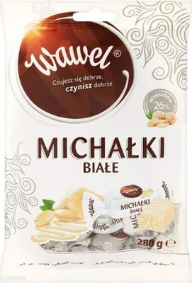 Produktbild von Michalki weiss mit Erdnüssen in weißer Glasur biale Michalki 245 g