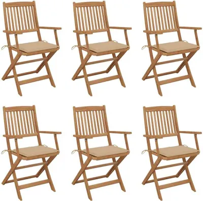 Produktbild von Klappbare Gartenstühle 6 Stk. mit Kissen Massivholz Akazie