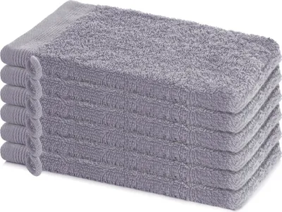 Produktbild von Lavea® 6er Set Waschlappen 16x22 cm, Waschhandschuhe Bali Frottee für Gesicht & Körper, kleine Handtücher, 100% GOTS Baumwolle, Premium Frottier, Anthrazit