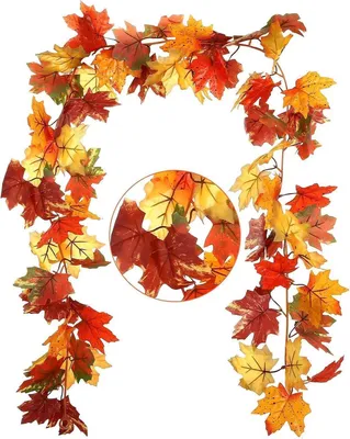 Image de Kesote Automne Feuille d'érable guirlande 2 pièces 1,7m Thanksgiving Halloween Deko
