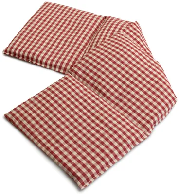 Produktbild von 4-Kammer Leinsamenkissen 20x60cm - Bio-Stoff rot-weiß - Wärmekissen - Körnerkissen