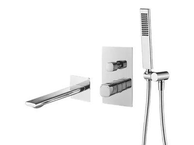 Produktbild von GranMaster Unterputz-Wannenarmatur Chrom - 3-Teiliges Set mit Wanneneinlauf & Handbrause, inkl. Installations-Box, Einhebelmischer