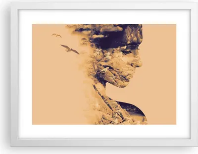 Produktbild von Gerahmtes Poster - Weißer Rahmen - Frau Vögel Fotomontage - 40x30 cm - Wand Bild - Wanddeko - Wandbilder - Kunstposter - Wandposter - Bilderrahmen - Bilder - Kunstdruck - Wandbild - P2WAA40x30-4246