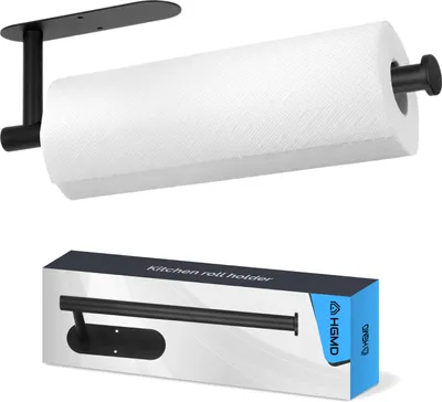 Produktbild von HGMD Küchenrollenhalter - Selbstklebend und/oder gebohrt - Küchenrollenhalter Schwarz - Rollenhalter - Küchenrollenhalter hängend