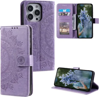 Produktbild von König Design Hülle kompatibel mit Apple iPhone 15 Pro Max Kunstleder Handyhülle - Handy Case Lila
