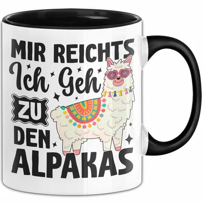 Produktbild von Mir Reichts Ich Geh Zu Den Alpakas Tasse Geschenk Für Llama Alpaka Liebhaber Kaffee-Becher (Schwarz)