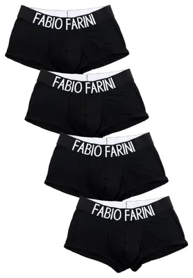 Produktbild von Fabio Farini - 4 Stück Herren Unterhosen - Retroshorts aus atmungsaktiver Baumwolle im sportlichen Look mit breitem Logoschriftzug