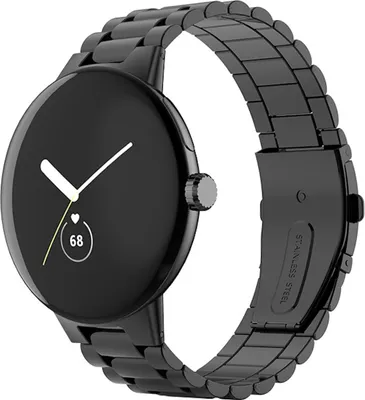 Image de Pour Google Pixel Watch 3 45mm Trois perles en acier inoxydable de remplacement Smart Watch Bracelet noir