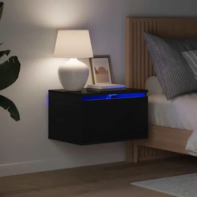 Obrázek produktu pro vidaXL Nástěnný noční stolek s LED světly černý