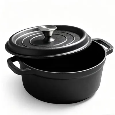 Image de Casserole en fonte émaillée, diamètre 26 cm, capacité 5,1 L, idéale pour la cuisson du pain, compatible avec les plaques à induction et les fours