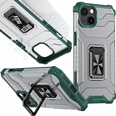 Immagine prodotto di Anello di cristallo Custodia ibrida blindata + supporto magnetico Iphone 13 Mini Verde