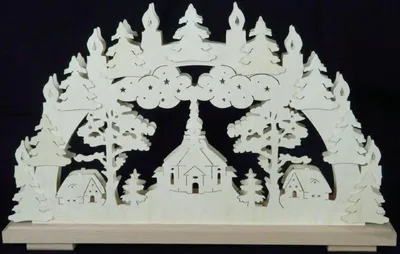 Produktbild von Schwibbogen mit Seiffener Kirche und Beleuchtung BxHxT 50x30x7cm NEU