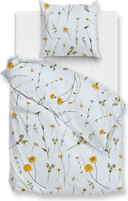 Produktbild von Zo! Home Baumwolle Bettwäsche 155x220 Savio Powder Blue Wiesenblumen Löwenzahn