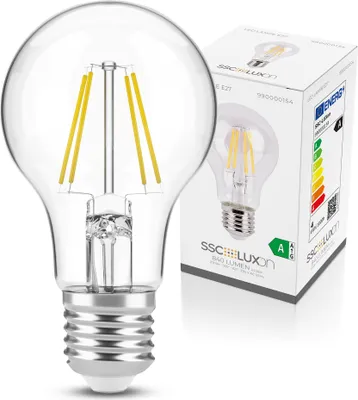 Produktbild von SSC-LUXon Glühbirne E27 LED warmweiss 4W Filament Lampe Birnenform warmweißes Licht – energiesparende & ultraeffiziente LED Beleuchtung