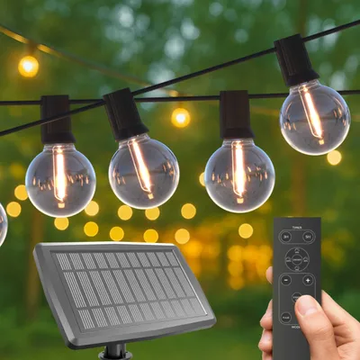 Zdjęcie produktu dla Calex Vista Solar – łańcuch świetlny 10 m, 20 lampek, ciepłe białe światło, świąteczne lampki, wodoodporny, z pilotem