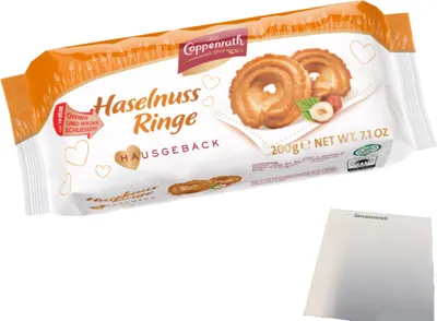 Produktbild von Coppenrath Haselnuss Ringe Hausgebäck (200g Packung) + usy Block
