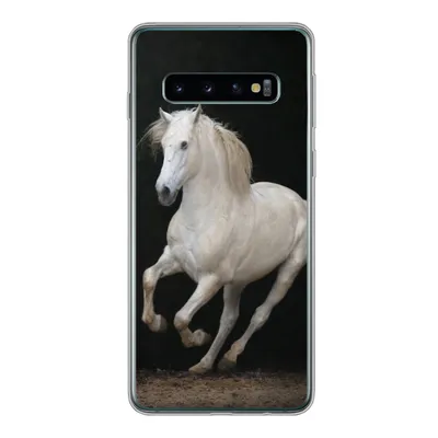 Produktbild von MuchoWow® Handyhülle Schutzhülle Hülle für Samsung Galaxy S10 Pferde - Schwarz - Porträt Silikon Softcase Handy Hülle - Handytasche