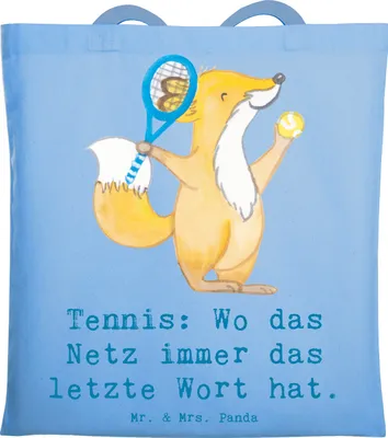 Produktbild von Mr. & Mrs. Panda Tote Bag Tennis Netz - Sky Blue - Geschenk, Tasche, Sportler, Uni, Schläger, Leidenschaft, Sportart, spielen, Beutel, Teamsport, Jutebeutel, Tennisspiel
