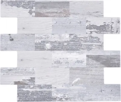 Produktbild von Mosaikfliese Selbstklebende Mosaike Alu Holzoptik shabby chic grau Subway MOS200-4S49