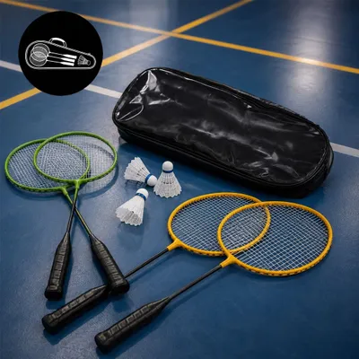 Produktbild von Badminton-Set: 4 Schläger, 3 Federbälle, Tasche – Badminton-Set