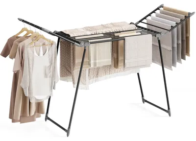 Flügel-Wäschetrockner, klappbar, 175x56x100 cm, schwarz