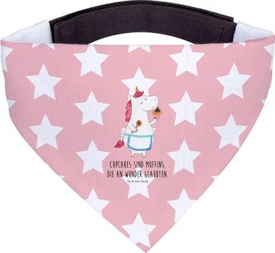 Produktbild von Mr. & Mrs. Panda Tuch Einhorn Küche - Rot Pastell - Geschenk, Motivation, Koch, Hundehalstuch, Muffin, Torte, Einhörner, Halstuch, Kuchen, Schal Für Hunde, Unicorn