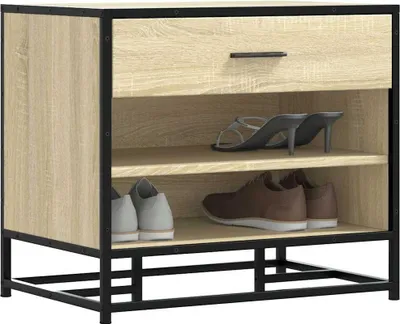 Immagine prodotto di vidaXL Panca per scarpe rovere Sonoma 60x40x53,5 cm Materiale a base di legno e metallo
