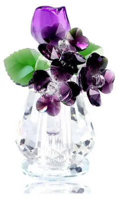 Produktbild von Lila Kristallrose für Frauen, handgefertigter Blumenstrauß, Geschenke für Mutter, Ehefrau, Freundin, Glasrose, Sammlerstück, Dekoration für Zuhause, Tischdekoration