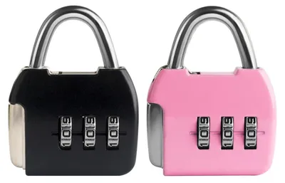 Image de Petit cadenas à combinaison numérique à 3 chiffres, idéal pour valises, bagages, casiers, sacs, sacs à dos (noir et rose)