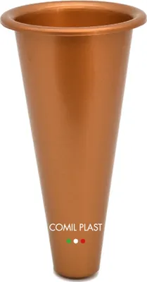 Produktbild von Comil Plast | Innenblumenhalter aus Kunststoff für Friedhofsvase Kupferfarbe | Durchmesser 7,3 cm, Höhe 13,7 cm., 14cm